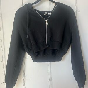 Black Cropped Hoodie